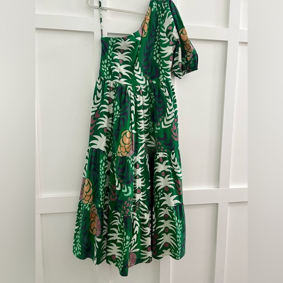 Oliphant One Shoulder Maxi Dress M Green - Picture 2 of 4